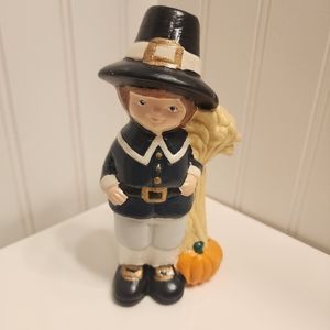 Thanksgiving Pilgrim Boy Ceramic Figurines